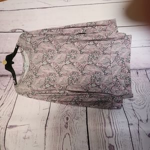 White Birch brand pink and gray paisley top
